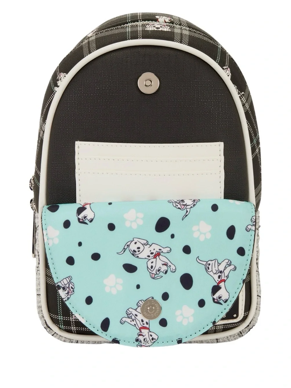 New!! Loungefly Black & Gray 101 Dalmatians Plaid Sling Bag
